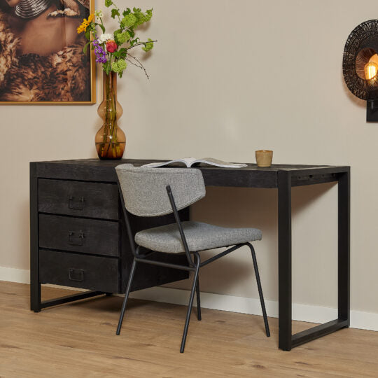 Bureau Boaz Black 145cm | Zwart Mangohout | Meerdere kleuren