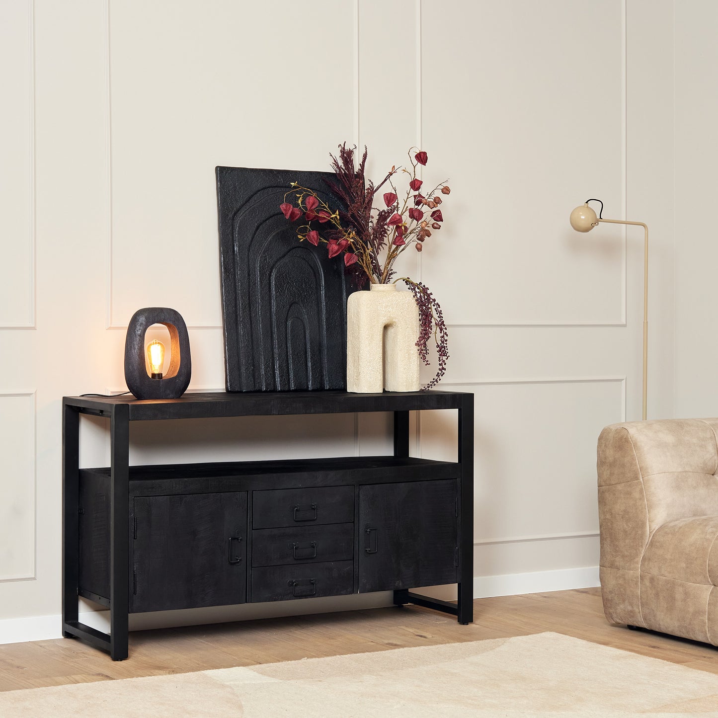 Dressoir Boaz Black 135cm