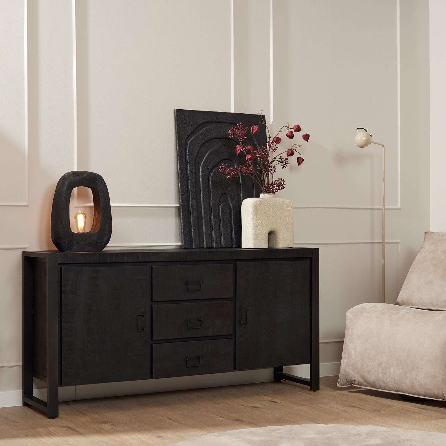 Dressoir Boaz Black 160cm