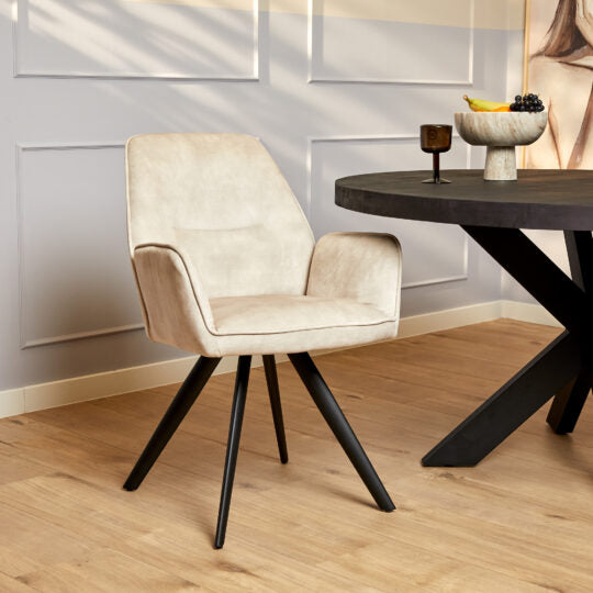Eetkamerstoel Nova | Set van 2 | Beige | Green | Champagne