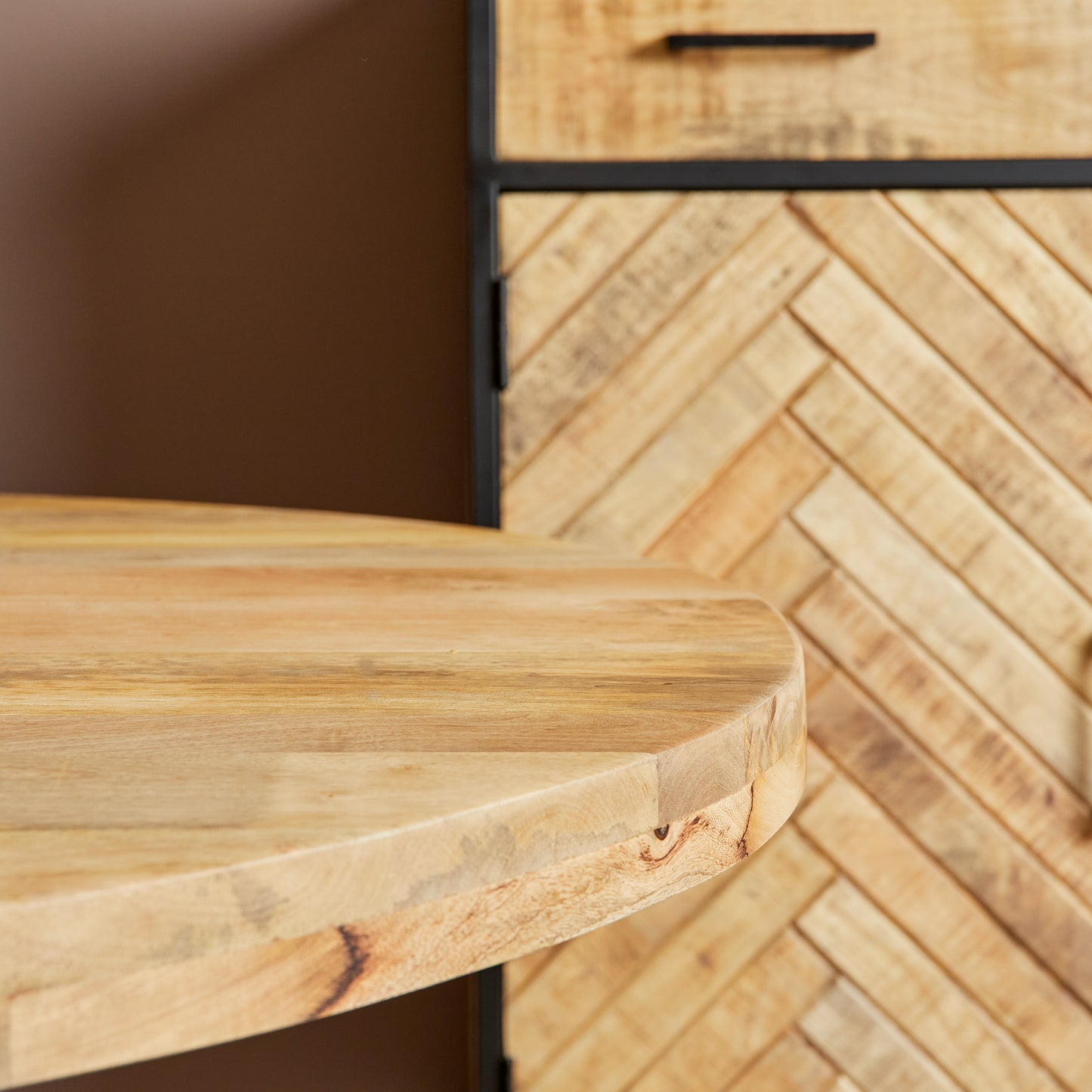 Mangohouten Eettafel Brooklyn Rond 110|120|130|140|150cm