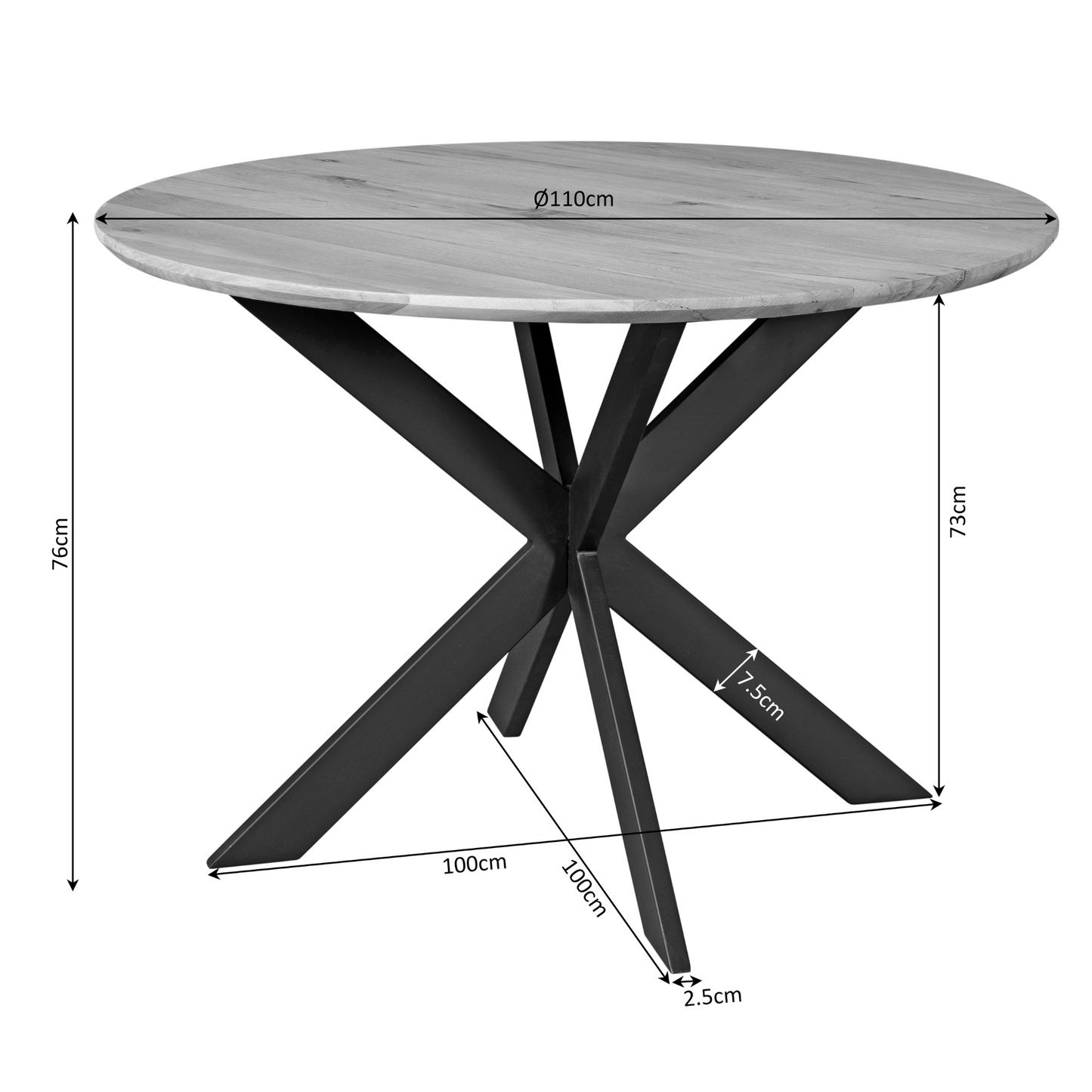 Ronde Eiken Eettafel Ferris | 110cm | 130cm