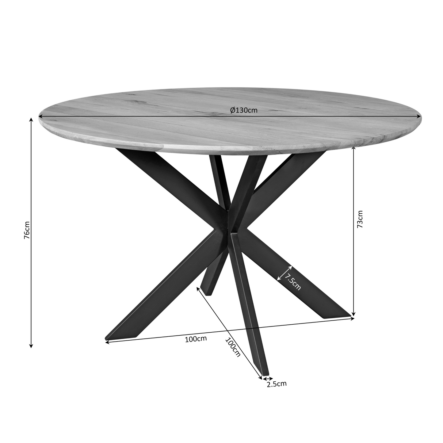 Ronde Eiken Eettafel Ferris | 110cm | 130cm