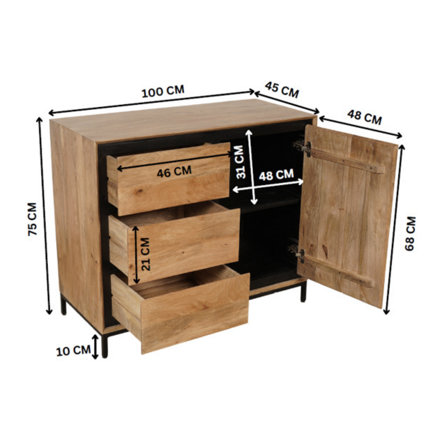 Mangohouten Kabinet Richwood | 100x85cm