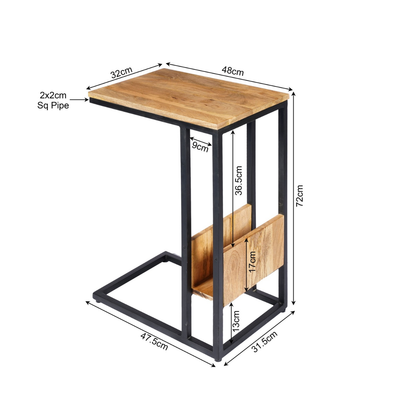 Laptoptafel | Slider | 72cm Hoog | Mangohout