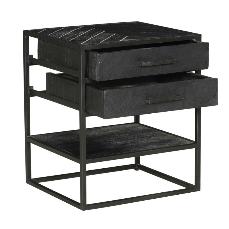 Nachtkastje Brooklyn Mangohout 45cm | Mangohout | Zwart