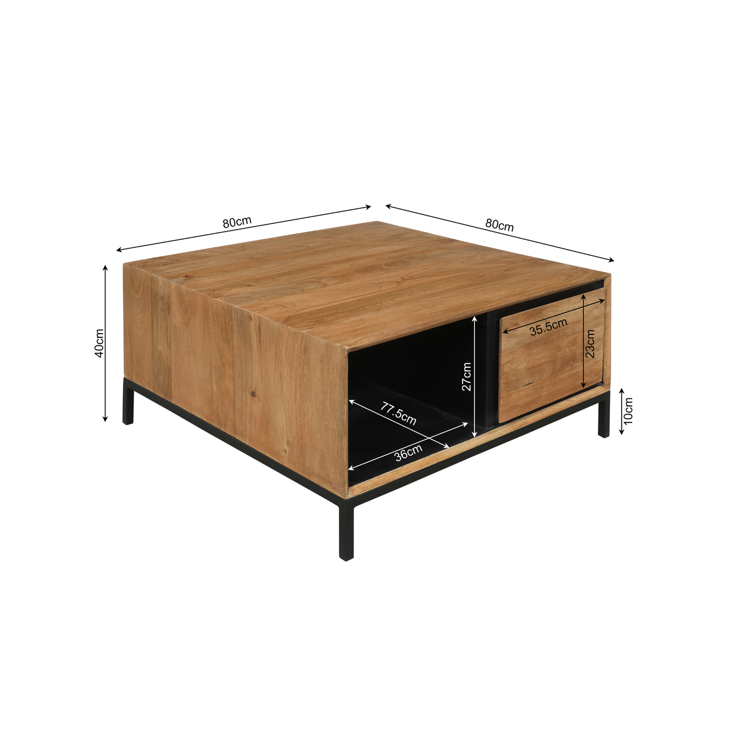 Salontafel RichWood | Vierkant | 80x80cm