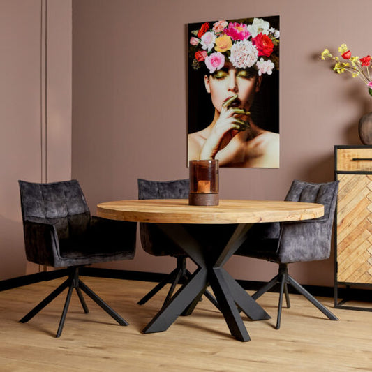 Mangohouten Eettafel Brooklyn Rond 110|120|130|140|150cm